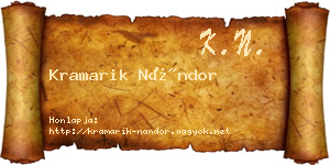 Kramarik Nándor névjegykártya